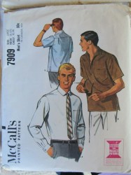 7909 MCCALLS 1965 MEN'S SS-LS YOKE PULLOVER SHIRT PATTERN 34-36''CHEST UNCUT